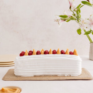 Barra de merengue, frambuesa y manjar