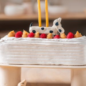 Cake Topper Perro Salchicha Puntos Azules